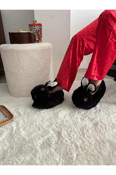 Behtah Kundura Papuci de pluș cu figuri de iepure Pantofi de casă Pantofi de casă Cizme de casă Piciorul menține căldura