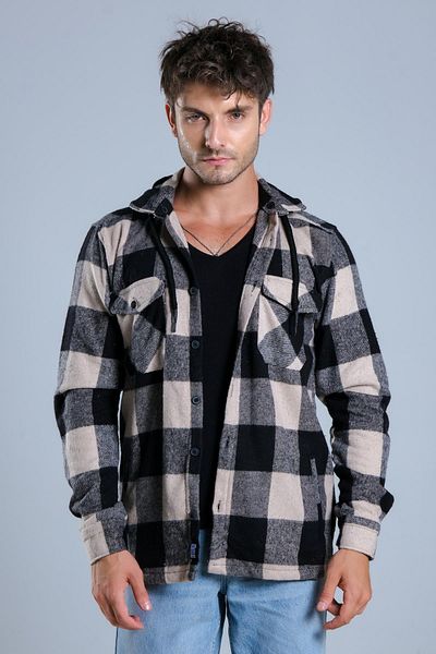 ByTrend Χειμερινό πουκάμισο ξυλοκόπο με αποσπώμενη κουκούλα και τσέπες MAR4170
