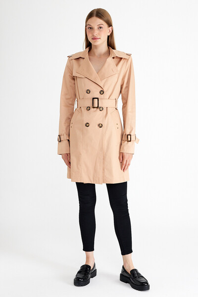 Sporting Women's Powder Pink Coated Lined Waterproof Belted Trench Coat