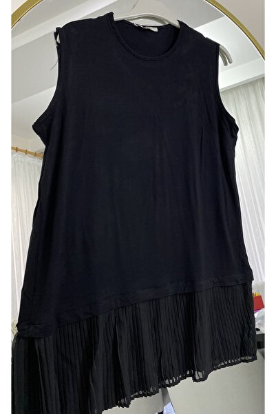 Aden aydın Black Color Pleated A Quality Lingerie T-shirt