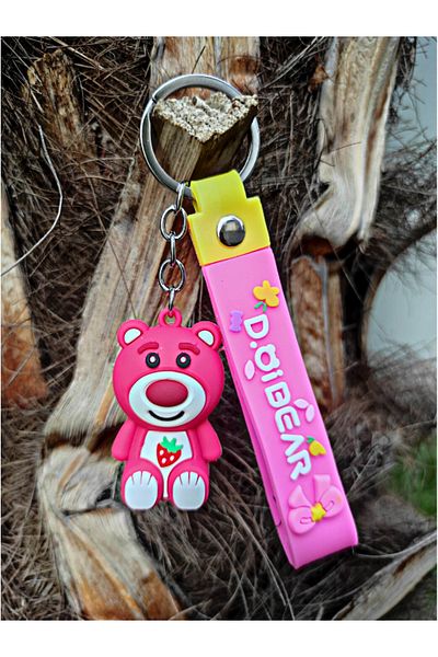 TÜKKAN ACCESSORİES CUTE BEAR AND STRAWBERRY DETAIL KEYCHAIN BAG AND WALLET ORNAMENT