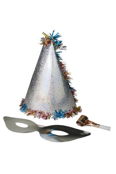 BenimMarifetlerim Silver Cardboard Hat, Mask, and Mother-in-Law's Tongue 3-Pi...