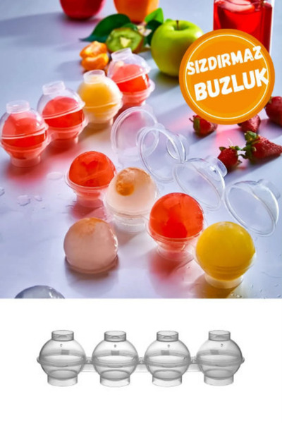 WAPPA Pratik 4'lü Sızdırmaz Küre Buz Kalıbı Top Buz Kalıbı Kokteyl Sunum Kalıbı