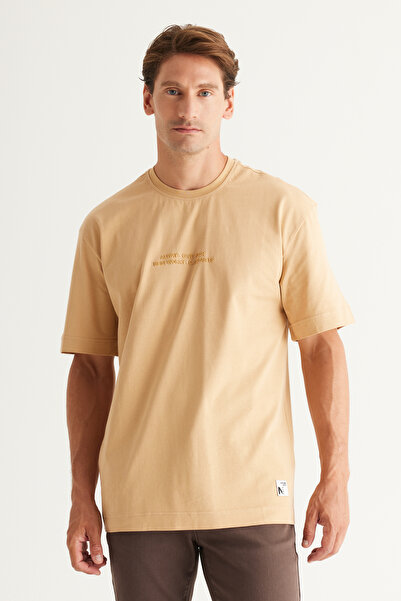 AC&Co / Altınyıldız Classics Ανδρικό μπλουζάκι Camel Oversize Loose Cut Crew ...