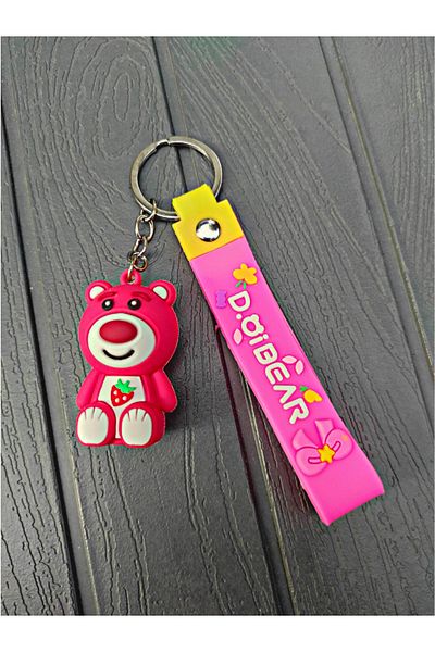 TÜKKAN ACCESSORİES CUTE BEAR AND STRAWBERRY DETAIL KEYCHAIN BAG AND WALLET ORNAMENT
