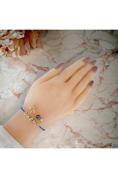 Hobisy Innovative Design Fish and Starfish Themed Bracelet – with Adjustable Cord | Blue Rhine