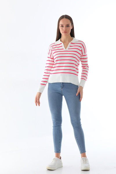 New Season Polo V-Neck Striped Knitwear Sweater