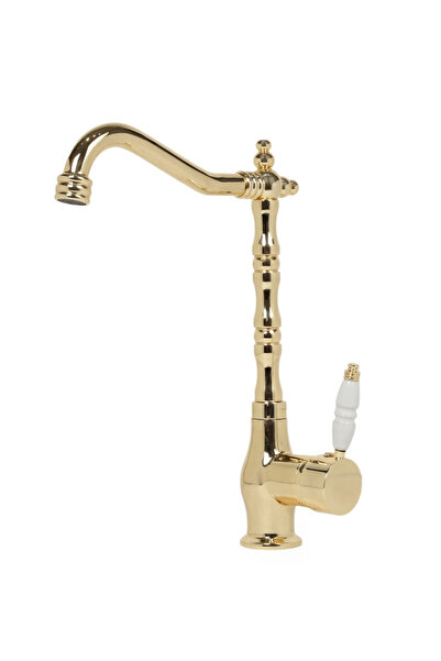 Doğan Su Armatürleri Lüx Altın Gold Rustik Mutfak Evye Bataryası Musluğu