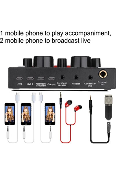 HEJARON m800 V8 Plus Ses Kartlı Stüdyo Kayıt Youtuber Mikrofonu Seti BM800 V8 plus mic full set