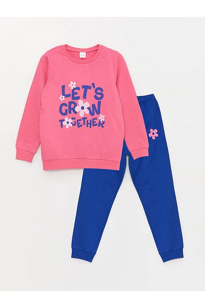 LC Waikiki Crew Neck - Girl's Printed Long Sleeve Pajama Set