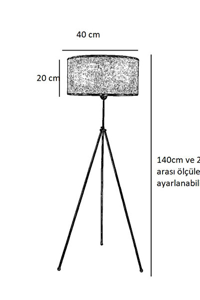 Lampada Gold Kaplama 3 Ayaklı Metal Tripod - Gold Şeritli Hasır