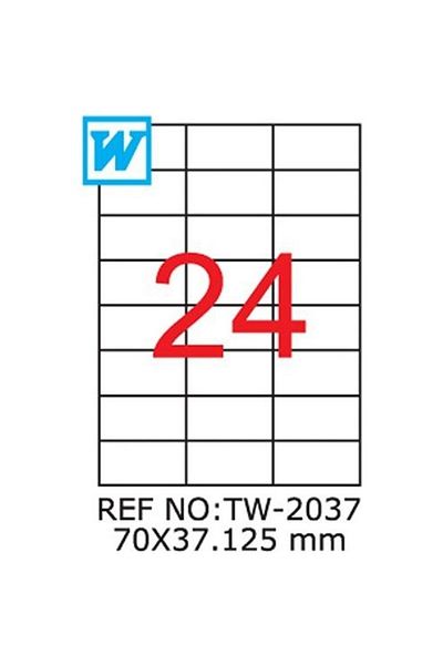 Tanex Laser Sticker tw-2037 100 A4 Pages Laser Sticker 70 x 37.125 mm Size 24 Labels in 1 A4 Page