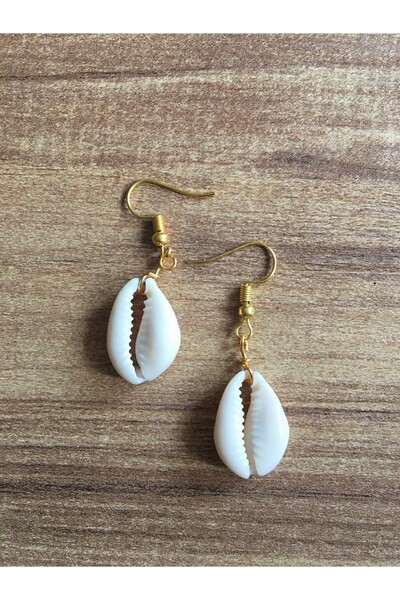 özde dekor حلق صدف حقيقي (نموذج كلاسيكي) تفاصيل ذهبية اللون