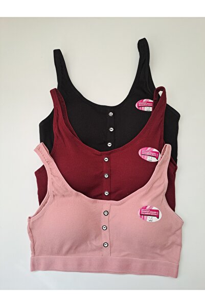 NARIYA Sutien pentru femei de mărime mare, 3 bucăți, 3 bucăți din bumbac pieptănat, lenjerie de corp pentru jumătate de atlet cu tampoane interioare