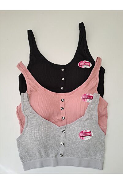 NARIYA Kadın Büyük Beden Sütyen 3'lü 3 Adet Pamuklu Penye Toparlayıcı İçi Ped...