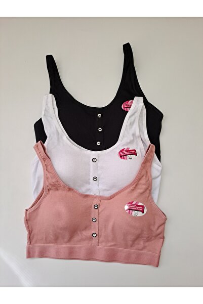 NARIYA Sutien pentru femei de mărime mare, 3 bucăți, 3 bucăți din bumbac pieptănat, lenjerie de corp pentru jumătate de atlet cu tampoane interioare