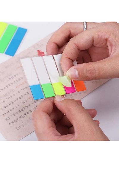NaSaDAN 5 Colors Adhesive Transparent Postit Film Index 125 Sheets