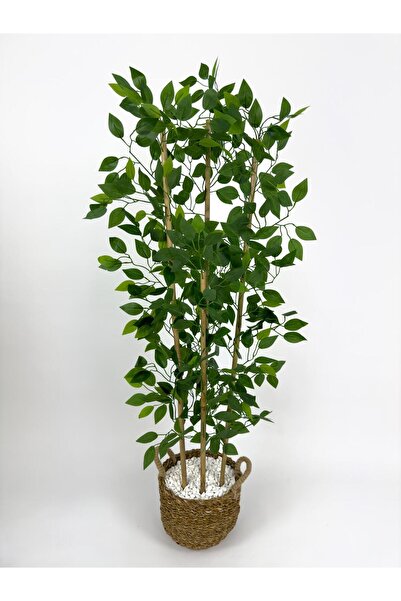 BİÇİÇEK 140 cm yapay benjamin ağacı hasır saksıda