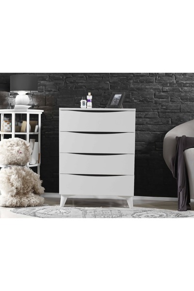 Sare Home Dorado 4 Çekmeceli Beyaz Şifonyer