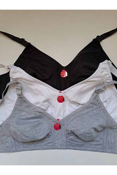 NARIYA Women's Large Size Bra 3-Piece 3-Piece Cotton Combed Cotton Bra Daily Comfortable Underwear
