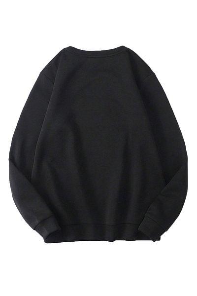 Mythologie Hanorac simplu simplu - Hanorac oversize negru cu gâtul rotund