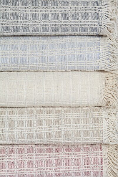 Bedinn Naturel Çekyat Şalı Kareli Krem 180x220 Cm