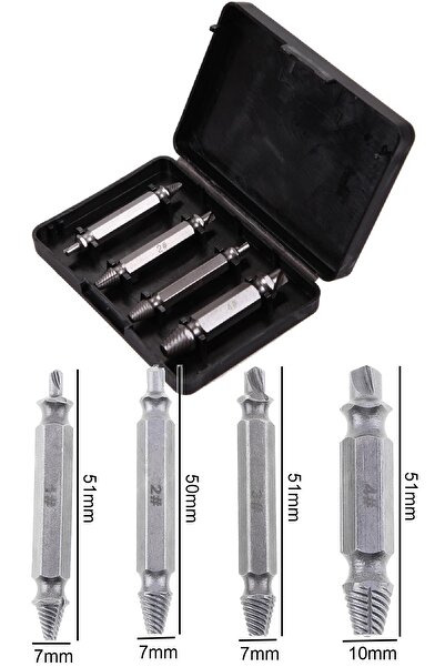 BİTERSE 4 Adet Hasarlı Vida Çıkarıcı Matkap Ucu Set Kırık Vida Cıvata Sökücü ...