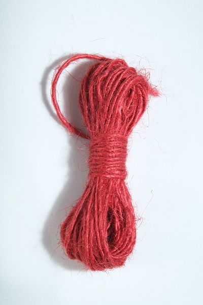 Eskişehir hobi sanat 5 Meters Red Color Wax-Free Jute Rope 1.3 Mm Thickness Whip Rope Hessian Rope