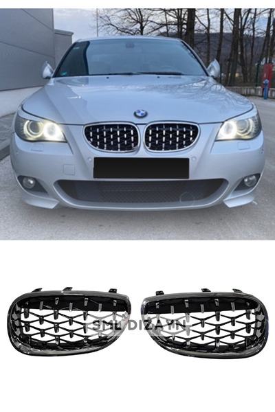 SML Dizayn BMW 5 Serisi E60 (2003-2010) Diamond Krom Ön Panjur Plastik Piano ...