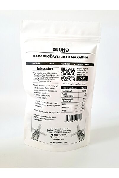 Gluno Glutensiz Karabuğdaylı Boru Makarna 200g