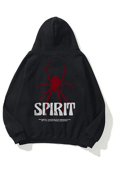Jooy Company Черен суитшърт с качулка и принт Spirit