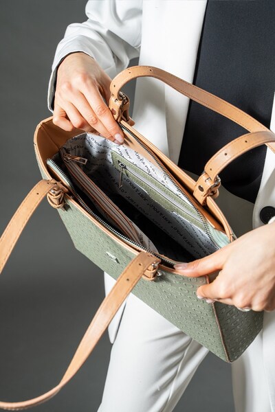 Just Polo حقيبة كتف نسائية كبيرة الحجم 31 سم * 30 سم 4 أقسام مناسبة للاستخدام اليومي 4067 أخضر