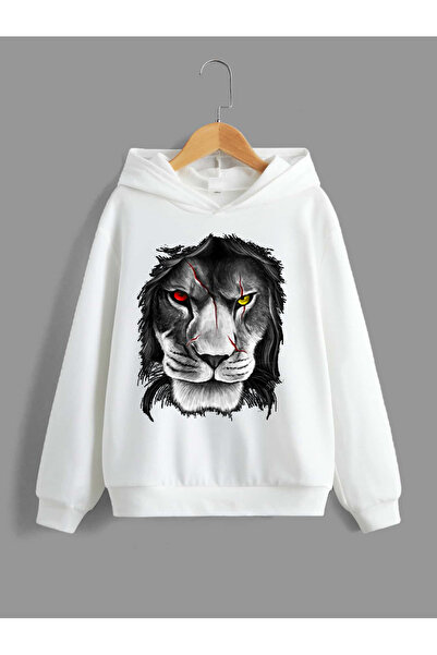 GALASHOP Aslan Unisex Çocuk Kapşonlu Hoodie Mod17