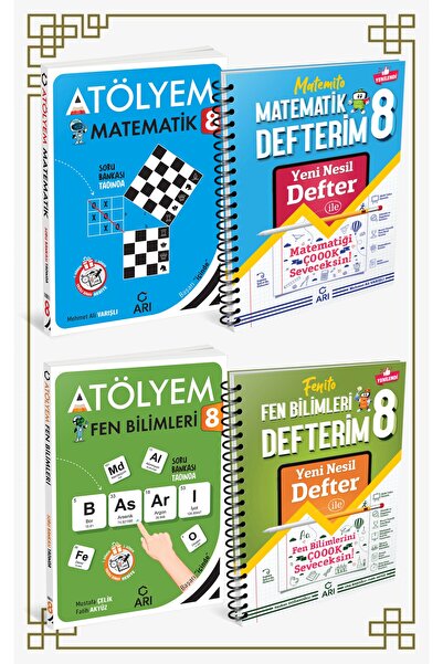 Arı Yayıncılık 8. SINIF ARI YAYINLARI FEN BİLİMLERİ+MATEMATİK ATÖLYEM VE DEFT...