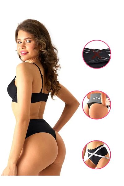 MİSTİRİK Model Arpina Model fără sudură tăiat cu laser Chiloți fără urme Culoare neagră
