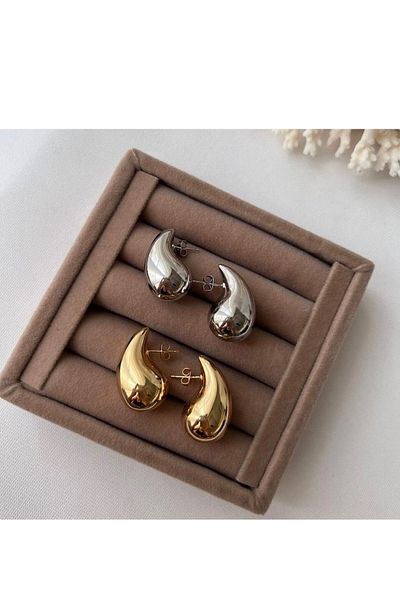 gaila design Drop Drop Silver Color Earrings 3 cm
