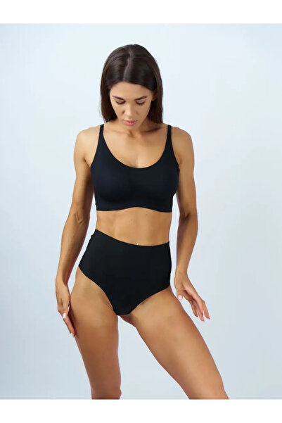 MİSTİRİK Model Arpina Talie Înaltă No-Trace Slip String Model Chiloți Fermici Culoare Neagră
