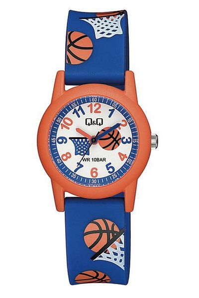 Q&Q V22A-011VY DARK BLUE SILICONE CORD FIGURES CHILDREN'S WRISTWATCH