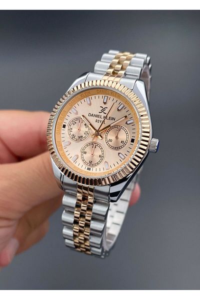 Daniel Klein Wristwatch Steel Strap Rose Silver Color