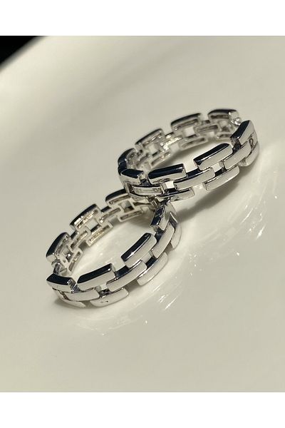 JustGAF أقراط فضية / فضية اللون على شكل سلسلة