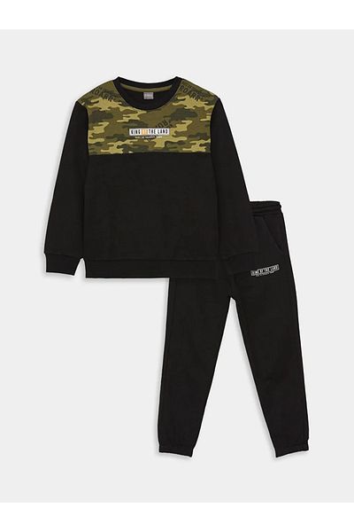 LC Waikiki Lcw Kids Boys Sweatshirt and Sweatpants - Crew Neck, Long Sleeve, Printed