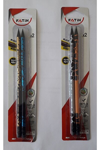 Fatih Black Wood Desenli Silgili Siyah Kurşun Kalem 4'lü