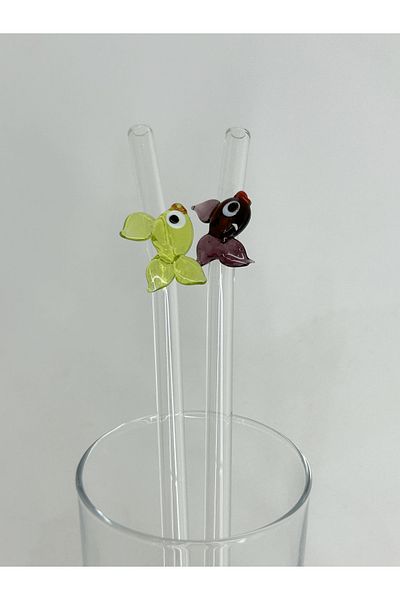 CAMGEN GLASS PIPET 8*200 MM FISH FIGURED GREEN PURPLE (2 PIECES)