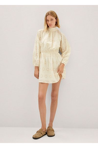 MANGO Woman Openwork Detailed Cotton Dress