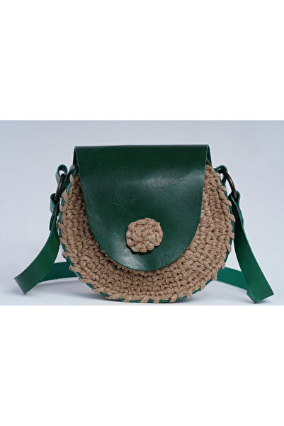 İSTANBUL SANDALET Genuine Leather And Knitted Women's Shoulder Bag