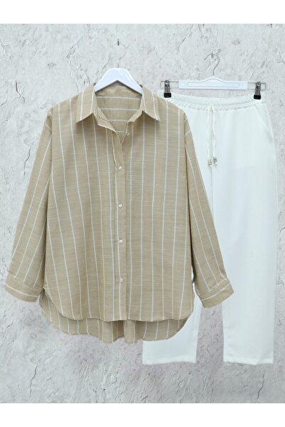 Modamorfo قميص طويل مخطط بأزرار على الظهر