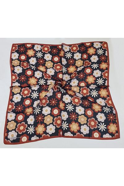 Modakaşmir Daisy Patterned Soft Cotton Scarf Pastel Tile
