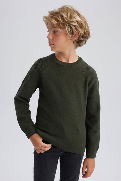 DeFacto Boy's Crew Neck Cotton Knitwear Sweater A3298A823Au