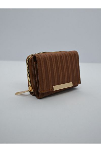 AWOSA Women's Brown Zippered Small Wallet