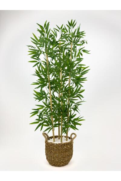 BİÇİÇEK 140 cm yapay bambu ağacı hasır saksıda